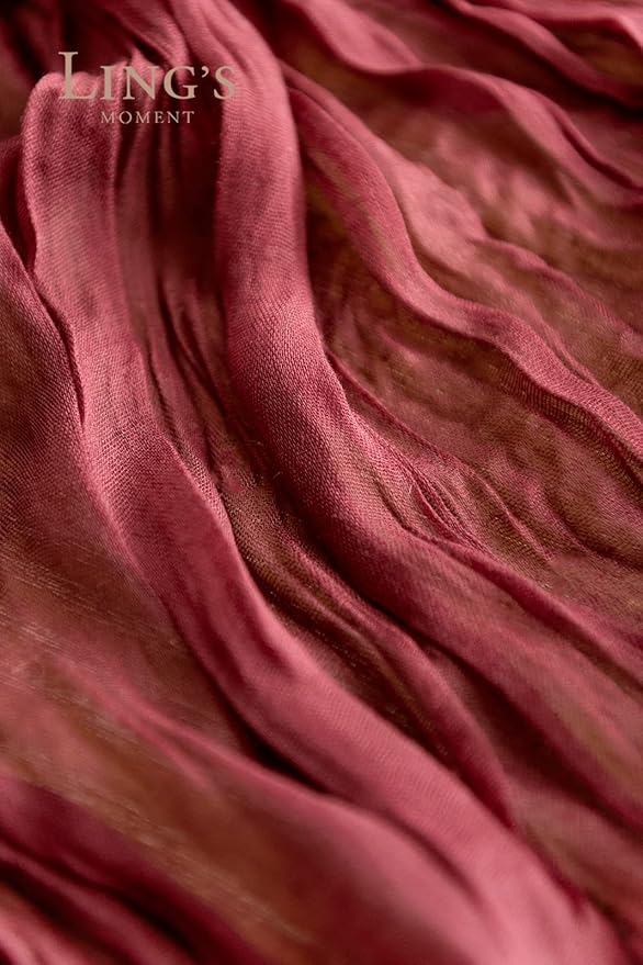 Ling's Moment 10Ft Burgundy Cheesecloth Table Runner Maroon Cranberry Table Runners Dark Red Garnet Gauze Semi-Sheer Tablecloth for Wedding Party Bridal Shower Decor