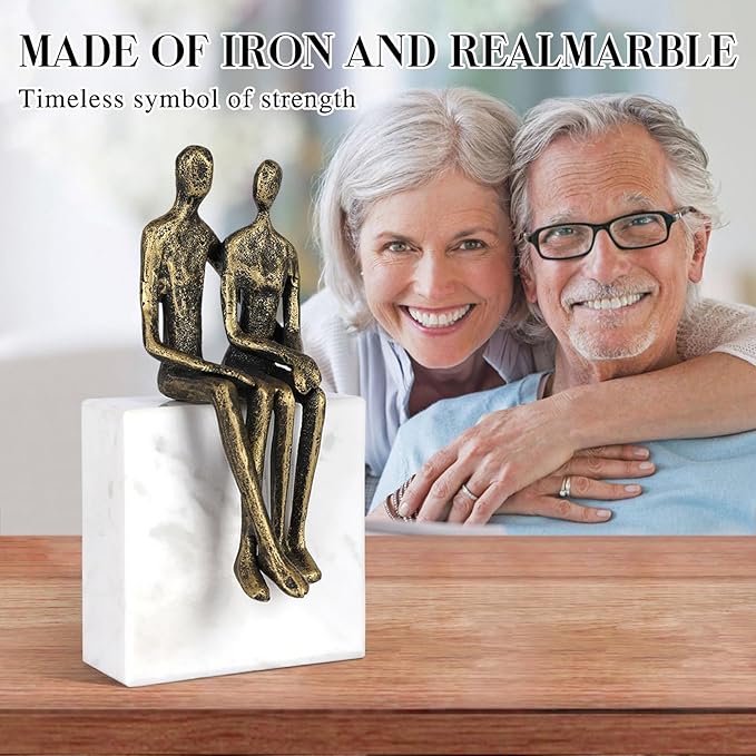 Marble and Together Iron Sculpture, Wedding Anniversary Couples Gift for Couple/Her, Gifts for Wife Husband Birthday, Romantic Couple Statue