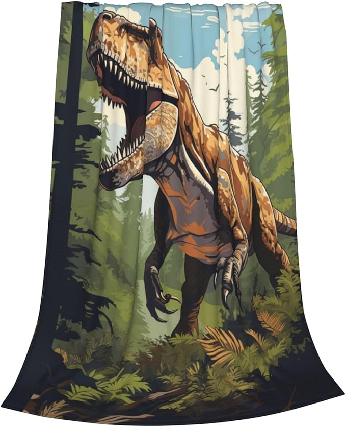 Dinosaur Blanket Gifts for Boys Kids Jurasssic Tyrannosaurus Dino Flannel Throw Blankets for Home Couch Bed Sofa Soft Fuzzy Lightweight Decor All Season 80x60 Inches