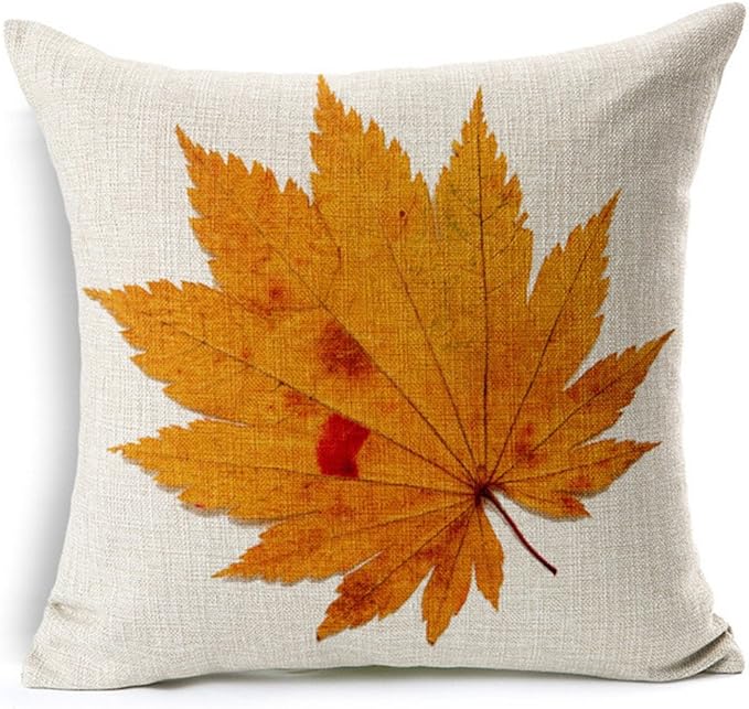 All Smiles Fall Décor Throw Pillow Covers 20x20 Set of 4 for Home Thanksgiving Autumn Kitchen Decoration Couch Cushion, Outside Outdoor Harvest Decorative Maple Leaves