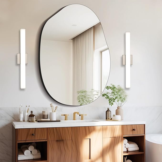 Bathroom Vanity Light Brushed Nickel Square LED 24 inch 14W 4000K Natural White Light Wall Bar Lighting Fixtures Over Mirror (Brushed Nickel, 24inch 4000K Dimmable)