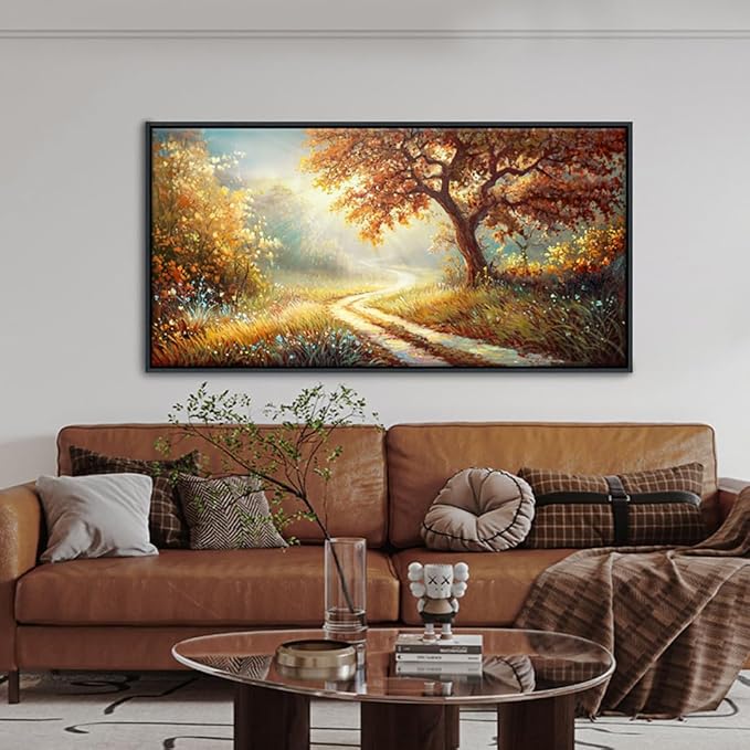 Forest Canvas Wall Art Large Wall Decor for Living Room Farmhouse Landscape Painting Wall Pictures Office Mural Farmhouse Home Decor 24x48 Inches Wood Framed