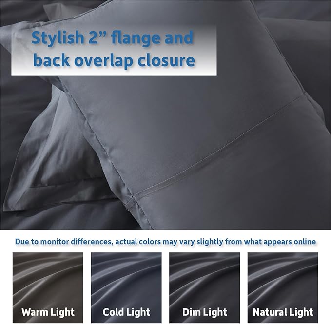 Nestl King Duvet Cover Set with Comforter Insert - Dark Grey 4 Piece 104x90 Duvet Cover & 2 Pillow Shams with White Quilted Down Alternative Comforter, Ultra Soft, All Season