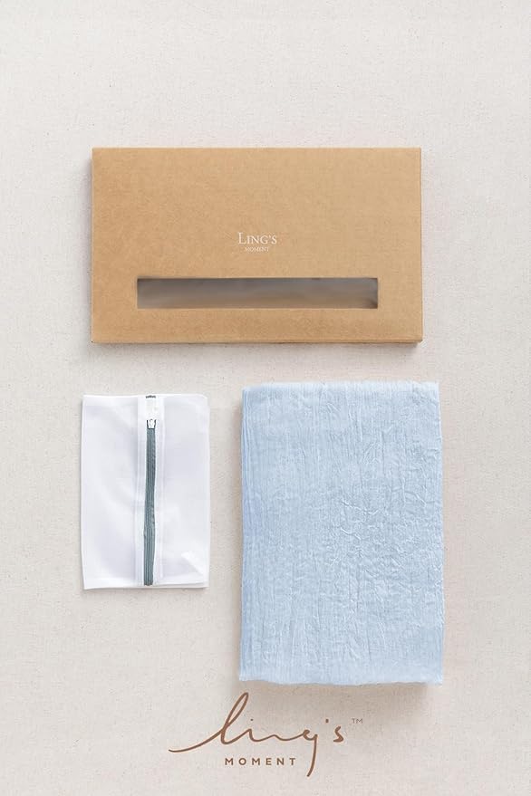 Ling's Moment 14Ft Dusty Blue Cheesecloth Table Runner Boho Chic Gauze Semi-Sheer Tablecloth for Wedding Celebrations for Baby Shower Decorations