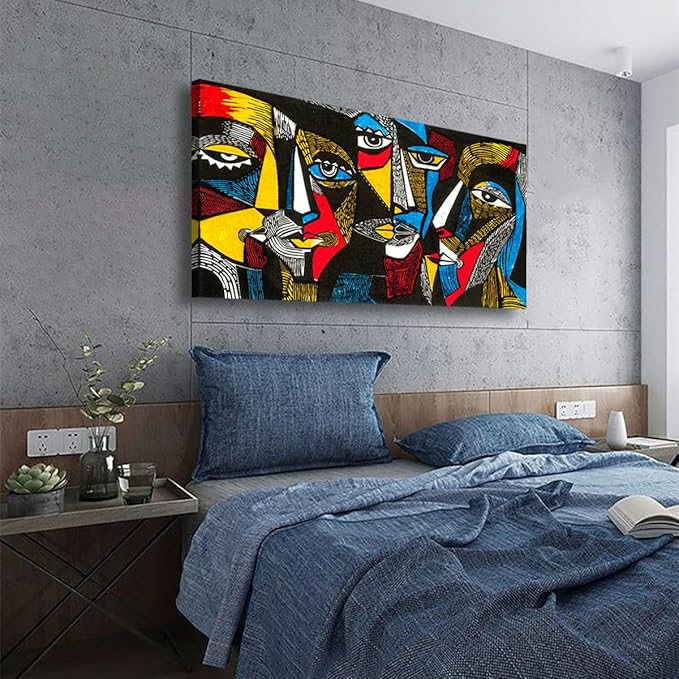 Abstract Human Face Canvas Wall Art for Living room Office Bedroom Special Wall Art Print Paintings Black and white portrait Pictures Boho Wall Decor Artwork Waterproof Ready to Hang - 20in * 40inch