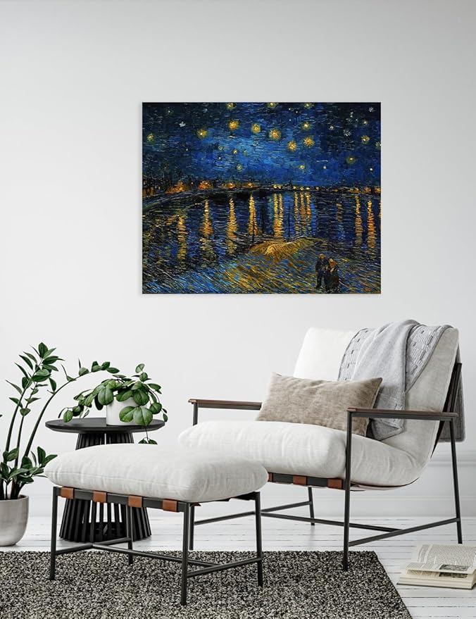 DECORARTS - Starry Night Over The Rhone, Vincent Van Gogh Art Reproduction. Giclee Canvas Prints Wall Art for Home Decor 30x24