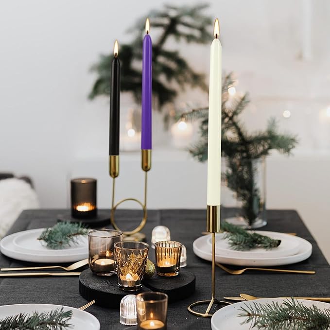 30-Pack 10-Color Taper Candles - 10 Inch Dripless & 10-Hour Burn｜Wedding/Birthday/Home Decor with Premium Wax