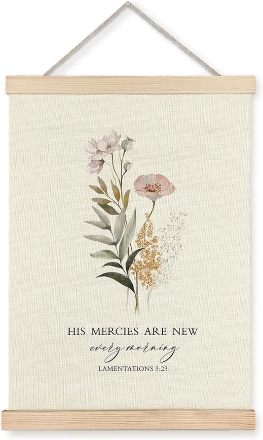 Supwhd His Mercies are New Every Morning Christian Wall Art, Christian Wall Decor for Bedroom Living Room Office 16x24