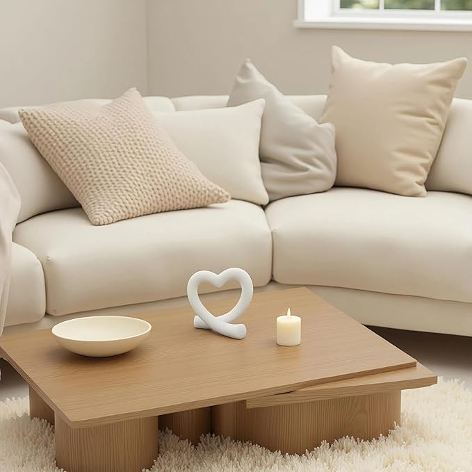 Imitation Marble White Heart Sculpture – Modern Minimalist Love Statue for Romantic Home Decor, Wedding Table Centerpiece for Couples