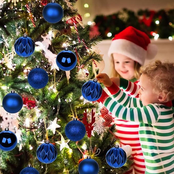 12PCS 3.15" Christmas Ball Ornaments Shatterproof Navy Blue Christmas Tree Decorations Xmas Tree Balls Halloween Ornaments Décor