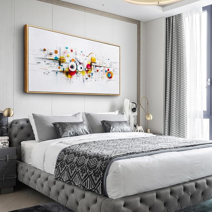 ERQINHUA Abstract Large Canvas Wall Art Living Room Boho Wall Decor For Bedroom Office Decorations Geometric Wall Paintings Minimalism Pictures Artwork Modern Home Decor Wood Framed 24x48 In