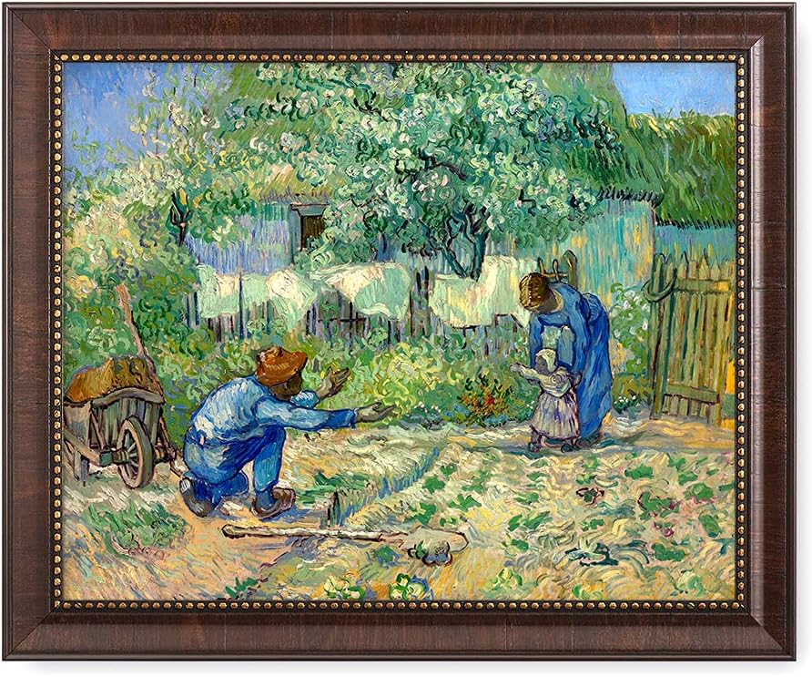 DECORARTS - First Steps - Vincent Van Gogh Giclee Prints w/Antique Brown Frame for Wall Decor. Picture Size: 20x16, Total Size w/Frame: 23x19