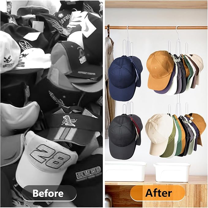 Hat Hangers for Closet, 1 Pack Stainless Steel Hat Organizer, Hat Racks for Baseball Caps, Cap Organizer for Baseball Caps, White