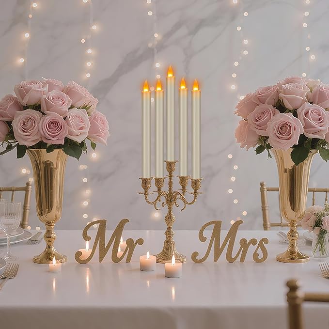 Flameless Taper Candles with Remote, 10" White Battery Operated Led Candlesticks with Flickering 3D Flame, Fake Taper Candles for Christmas Thanksgiving Wedding Home Décor (Ivory, 24 Pack)