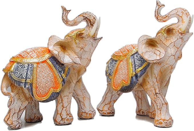 Modern Couple Elephant Decorative Statue - Home Decor Lucky Figurines for Living Room, Dining Table & Shelves - Wedding, Women's Decorations Sculptures - 5.5" L x 5" H