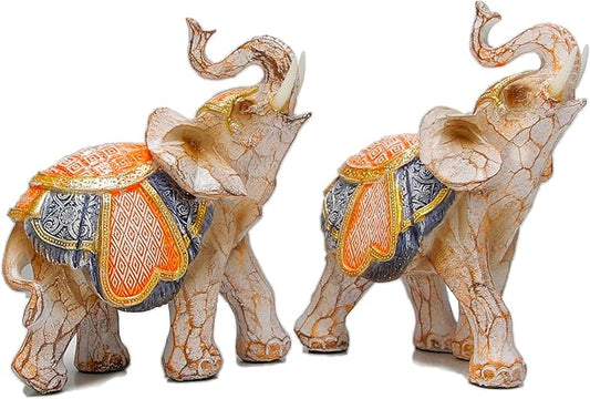 Modern Couple Elephant Decorative Statue - Home Decor Lucky Figurines for Living Room, Dining Table & Shelves - Wedding, Women's Decorations Sculptures - 5.5" L x 5" H