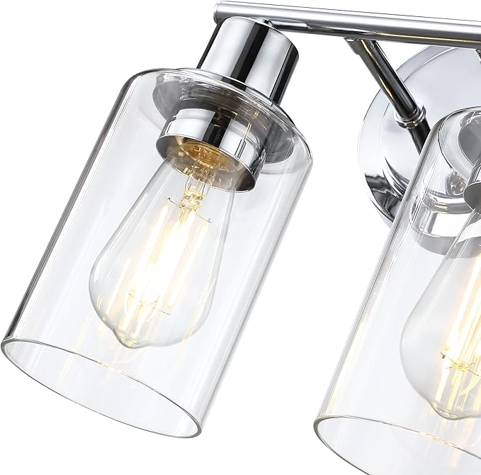 2-Light Chrome Bathroom Vanity Light Fixture Over Mirror,Chrome Vanity Lights for Bathrooms,2 Bulb Bathroom Wall Light Over Sink