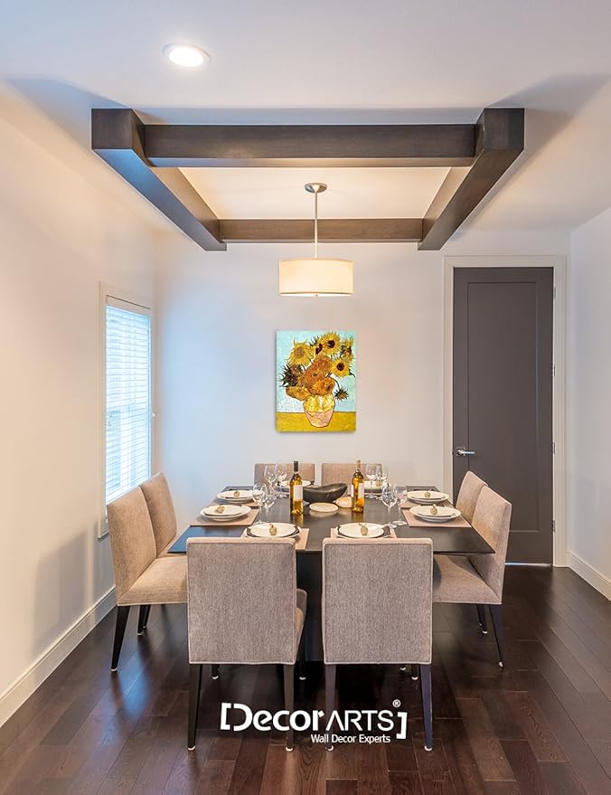 DECORARTS - Twelve Sunflowers, Vincent Van Gogh Art Reproduction. Giclee Canvas Prints Wall Art for Home Decor 20x16