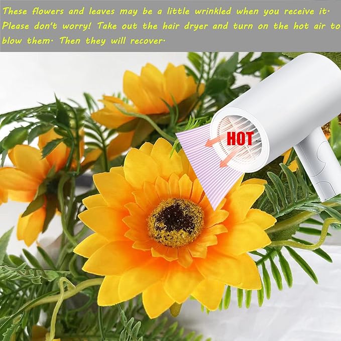 UKELER 3 Pack Artificial Sunflower Garland Fake Hanging Garland Yellow Sunflower Vines Artificial Sunflowers for Home Hotel Office Wedding Party Garden Craft Art Décor