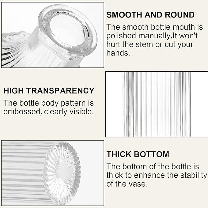 Arme 16Pcs Glass Bud Vase Set，Small Flower Vase for Centerpieces，Clear Bud Vases in Bulk， Mini Vintage Vase for Rustic Wedding Decorations