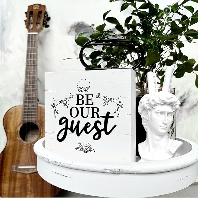 Be Our Guest Sign, Welcome Home Decor, Guest Bedroom Decor, Box Sign Tabletop Decor, White Wooden Box Sign, Housewarming Decor, Front Door Decor, Desk Decor Art, Farmhouse Decor for Bathroom