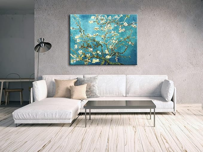 Wieco Art Huge Gallery Wrapped Giclee Canvas Print by Classic Van Gogh Reproductions, Almond Blossom Modern Canvas Wall Art Ready to Hang for Living Room Bedroom Home Office Decorations