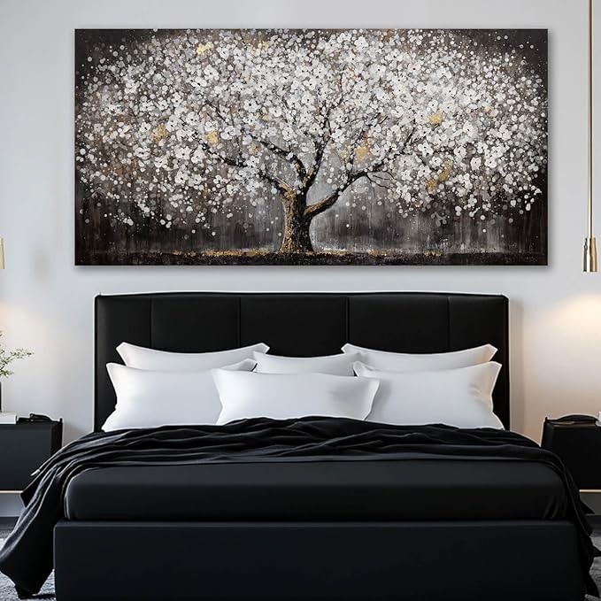 SDYA Plant Wall Pictures Large Neutral Canvas Paintings Black and White Hanging Art 24"x48" BedRoom Wall Decoration Farmhouse Kitchen Decor