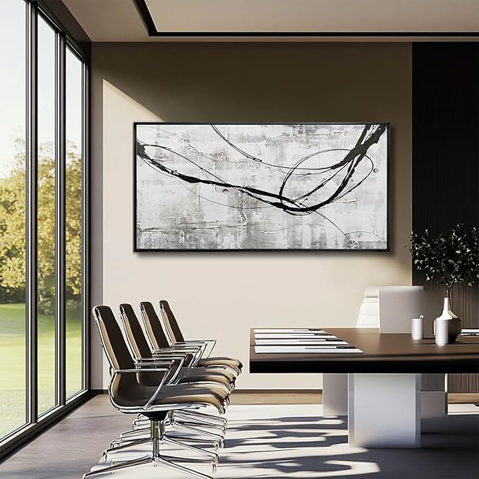 XIANSHOU Gray Home Wall Decor Art Frames for Wall Minimalist Wall Artwork 24"x48" Large Abstract Canvas Wall Art Kitchen Wall Pictures Office Poster