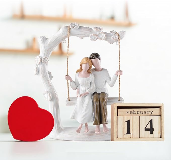 1st Year Gifts for Couple Anniversary Romantic Couples Swing Statue Wedding Engagement Gifts for Him Her Unique Resin Figurine Home Decor