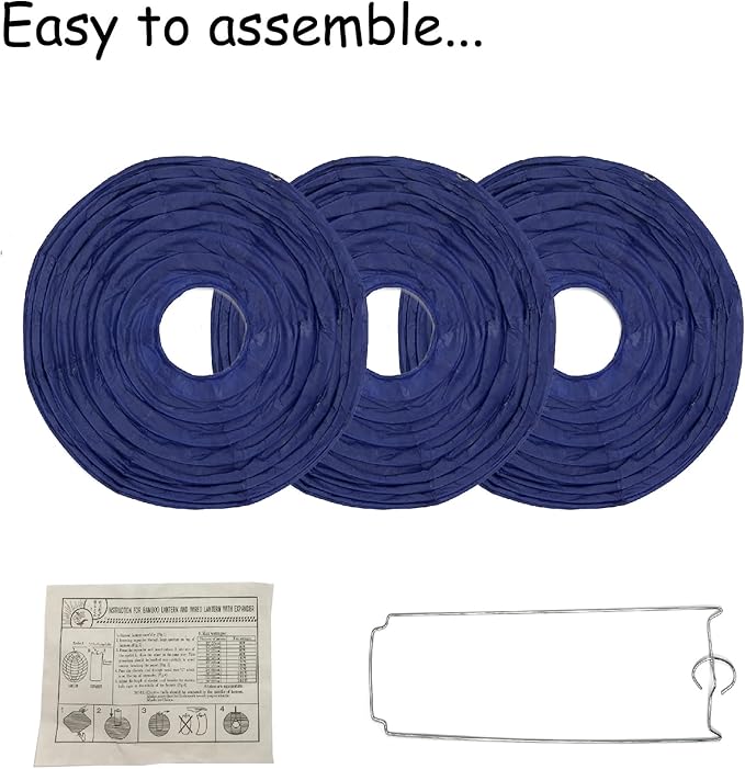 Handmade Decorative Chinese Japanese Hanging Paper Lanterns 24pcs Assorted Sizes 6", 8", 10", 12" Mixture Colors Decoration for Home, Weddings and Parties Lanterns (All Blue)