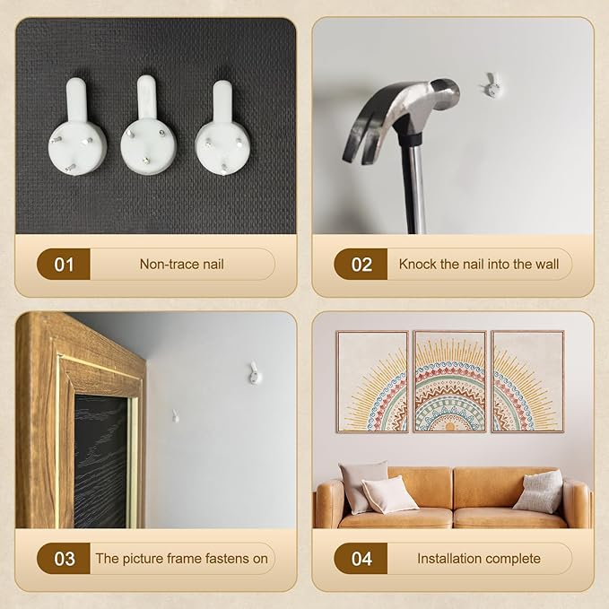 HPINUB Boho Sun Framed Canvas Wall Art Set, Mid-Century Modern Wall Decor, Minimalism Bohemian Wall Painting, Abstract Geometric Pattern Art Print for Living Room, Bedroom, Office - 16"x24"x3