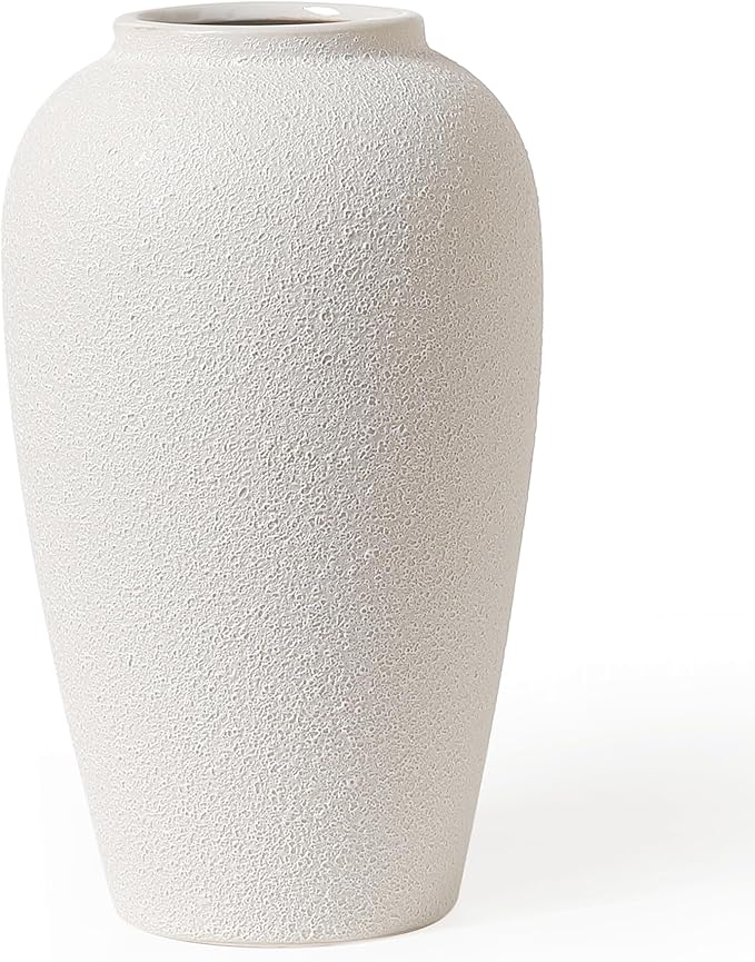 Kokrose Rustic Ceramic Table Vase, 11.8" Vintage Clay Tall Floor Ceramic Terracotta Vase for Table Centerpieces, Large Textured Farmhouse Decorative Vases for Home Decor