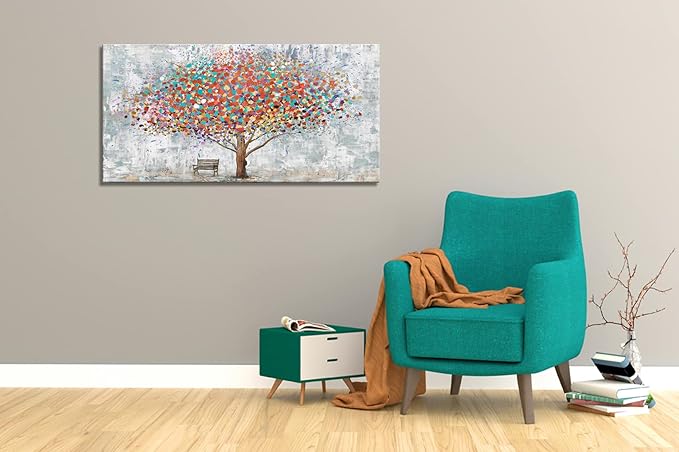 DZL Art H71162 Tree Wall Art Canvas Prints Wall Art Abstract Colorful Tree Painting Landscape Modern Artwork for Living Room Bedroom Office Home Wall Decoration Decor