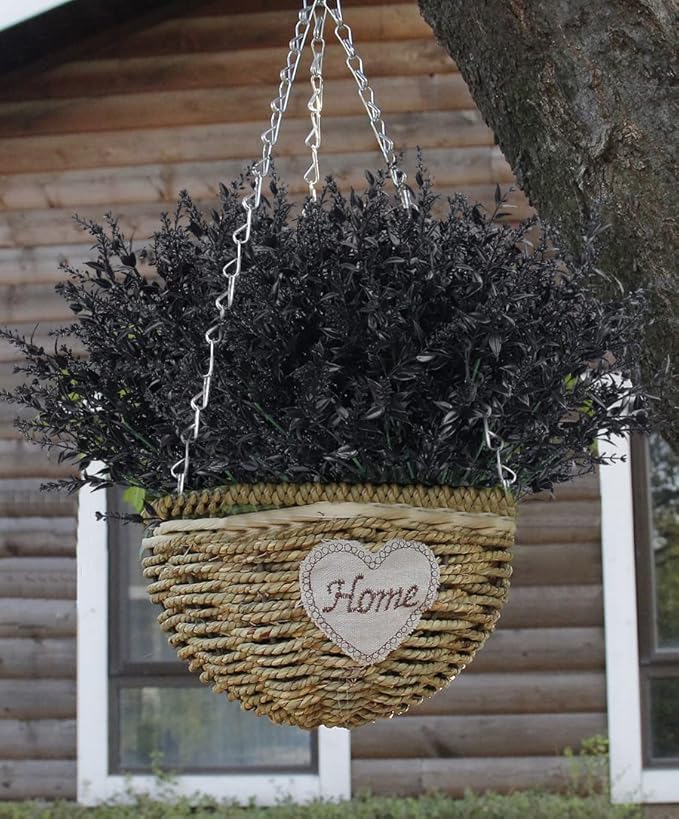 RECUTMS Artificial Flowers Outdoor Fake Plants Artificial Fake Flowers, Faux Outdoor Plastic Plants UV Resistant Shrubs No Fade Faux Plastic Plants Garden Porch Window Box Decorating(Black)