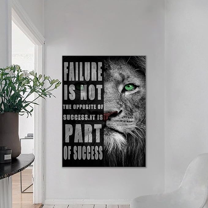 Motivational Lion Canvas Office Print Wall Art Animal Inspirational Picture Animal Poster Painting Modern Inspiring Artwork for Home Living Room Bedroom Office Decor Ready to Hang [30''W x 40''H]