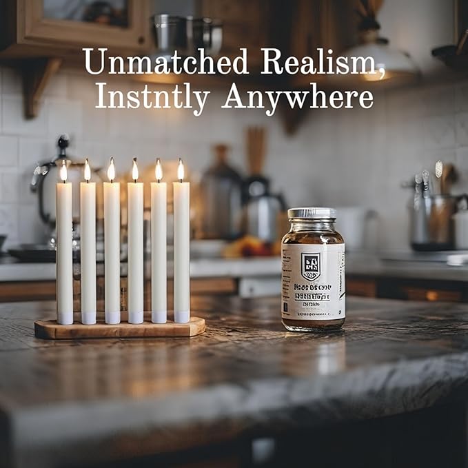 VENTA Set of 6 (10-Inch) Flameless Taper Candles with Remote | Realistic Flickering LED Dinner Candles with Timer | Perfect for Table Centerpieces, Weddings & Holiday Decor (Ivory)