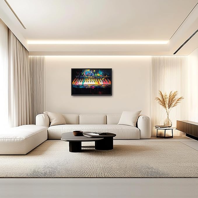 Piano Wall Art, Music Pictures Wall Decor, Note and Piano's Keys Canvas Prints Painting, Large Framed Artwork For Music Studio Living Room Bedroom Home Decorations 36"x 24"