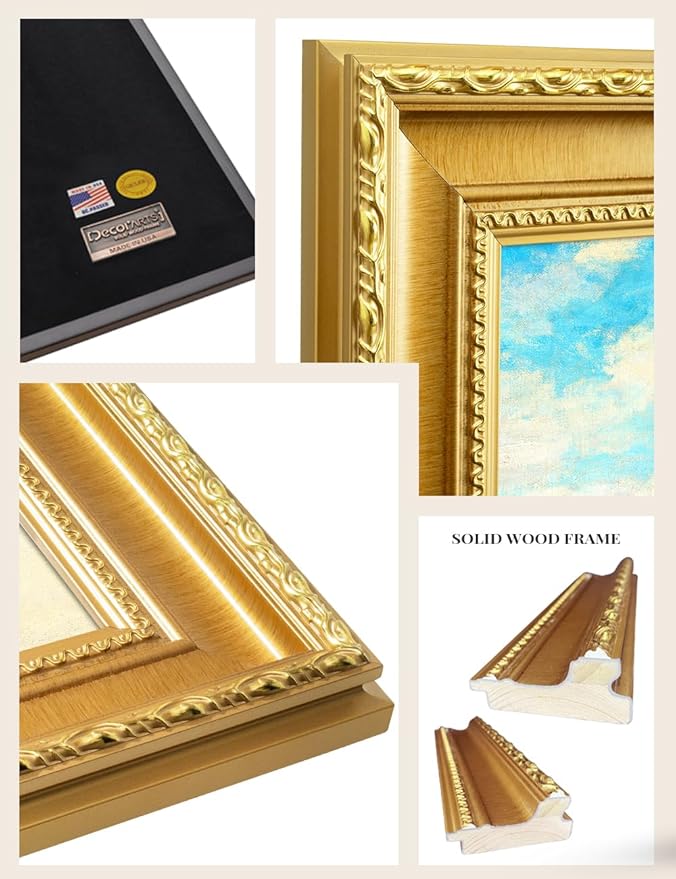 DECORARTS - Claude Monet Poppies At Argenteuil Giclee Print with Gold Solid Wood Frame, Impressionist Large Framed Wall Art, Ready to Hang, Framed Size 34.75x28.75, Made in USA