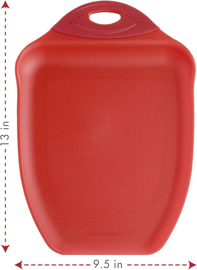 Dexas Chop & Scoop Cutting Board, 9.5 by 13 inches, Solid Red (322-J1795)