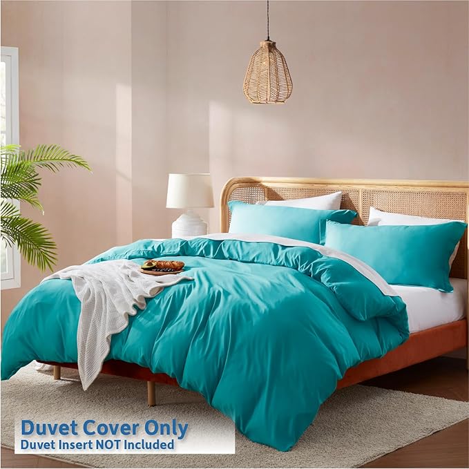 Nestl Twin Duvet Cover Set - Soft Double Brushed Teal Duvet Cover Twin XL, 2 Piece, with Button Closure, 1 Duvet Cover 68x90 inches and 1 Pillow Sham