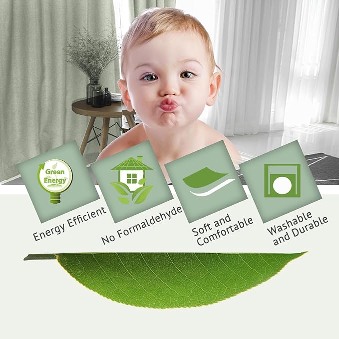 H.VERSAILTEX 100% Blackout Curtain for Bedroom 96 Inches Long Grommet Linen Face Full Light Blocking Curtain Drape for Living Room Thermal Insulated Linen Look Curtain 1 Panel, 52" W x 96" L, Sage