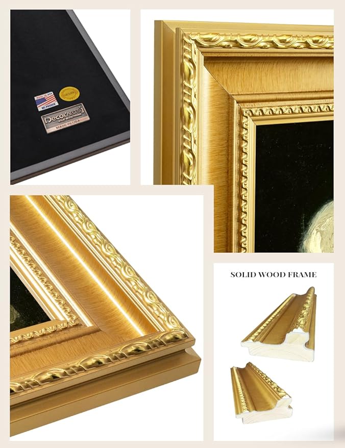 DECORARTS - Head of a Skeleton with a Burning Cigarette by Vincent Van Gogh. Giclee Print on Acid-Free Canvas in Gold Solid Wood Frame. Picture Size: 16x20, Total Size: 24.75x20.75, Made in USA