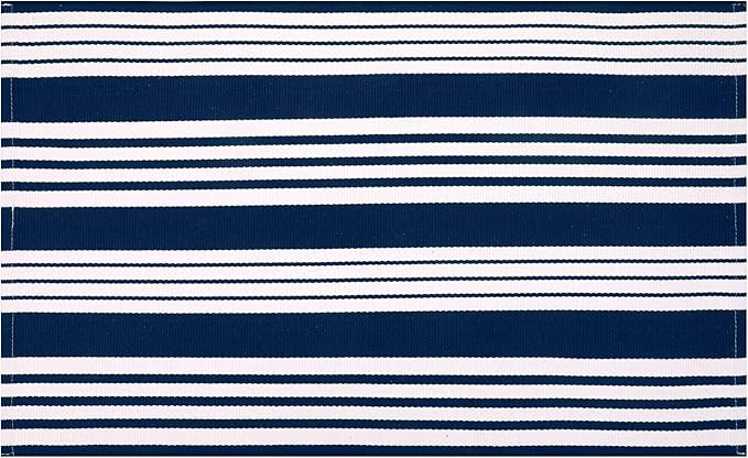 OJIA Washable Area Rugs 4'x6', Cotton Woven Indoor Outdoor Rugs Striped Patio Rugs Entryway Rug Carpet Large Area Rugs for Bedroom/Porch/Deck/Backyard/Camping/Living Room