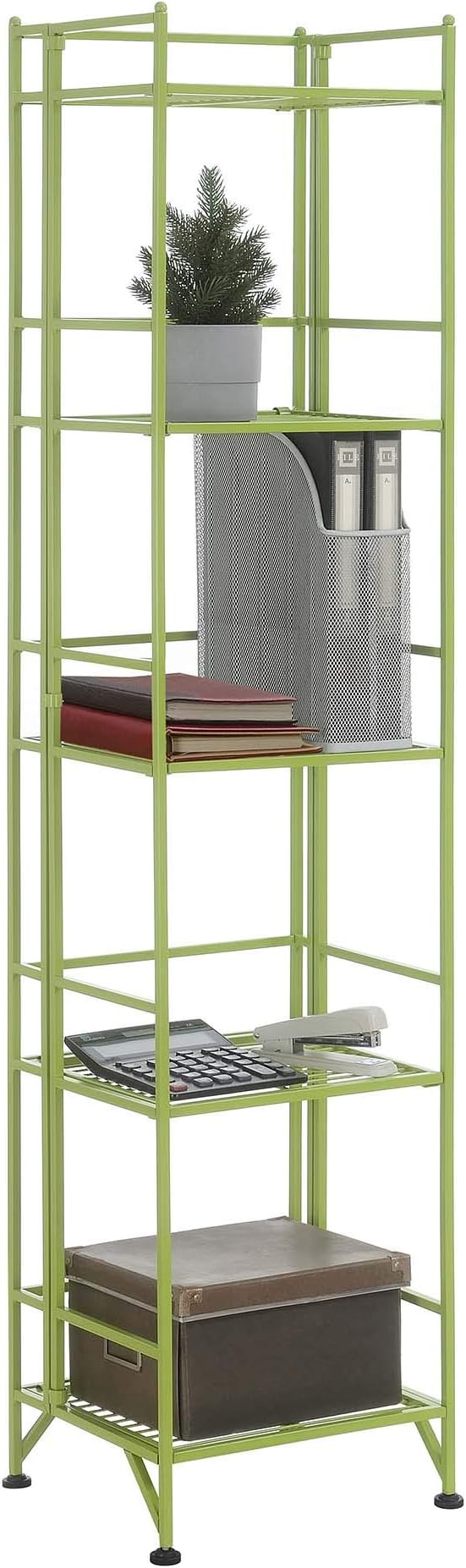 Convenience Concepts Xtra Storage Shelves - 5-Tier Folding Metal Storage Shelves, Closet Organizer for Office, Laundry Room, Bedroom, Garage, Kitchen, Bathroom, Lime Green