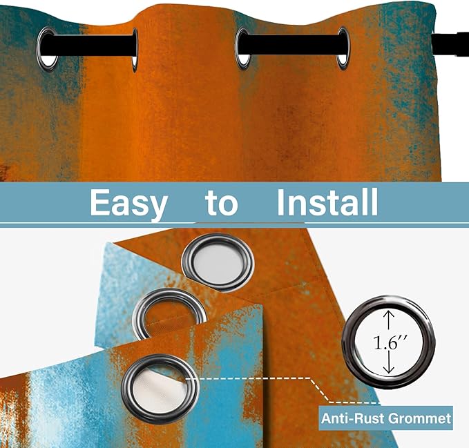 Asuexpect Rust Curtains 2 Panels Abstract Curtain Room Darkening Grommet Window Treatments Modern Decorative for Bedroom Living Room, 26x36 Inches