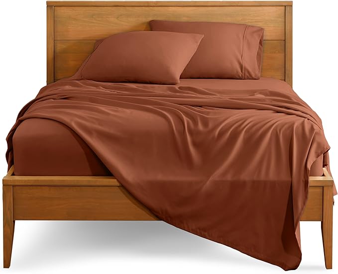 Bare Home King Sheet Set - Luxury 1800 Ultra-Soft Microfiber Queen Bed Sheets - Double Brushed - Deep Pockets - Easy Fit - 4 Piece Set - Bedding Sheets & Pillowcases (King, Terracotta)