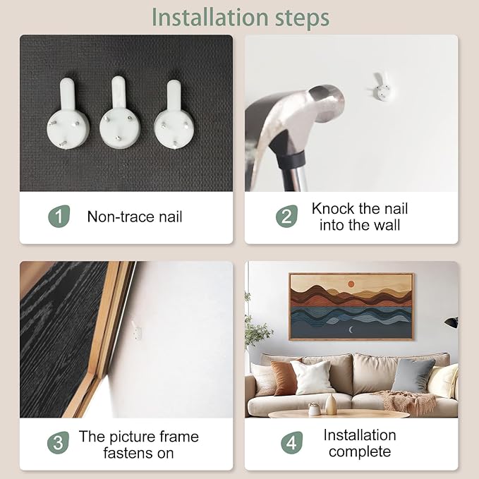 CHDITB Framed Canvas Wall Art For Bedroom, Sun And Moon Long Horizontal Wall Decor, Mid Century Modern Painting, Vintage Abstract Wave Line Poster, Mountain Sea Artwork For Living Room Office 40”X20”