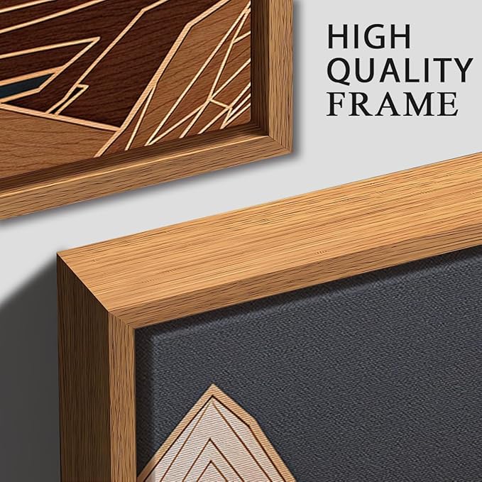 IARTTOP Large Mountain Framed Canvas Wall Art 16x24 Inch Set of 3 Abstract Mountain Woodcut Wall Decor for Living Room Bedroom Office