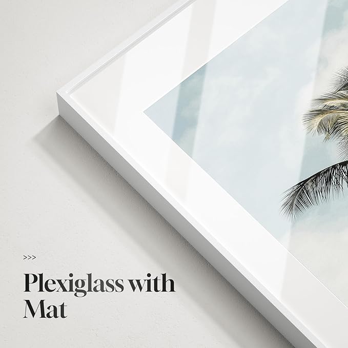 Framed Coastal Wall Art for Living Room, 3 Piece Beach Surfboard Palm Tree Artwork for Walls, Large Ocean Surfing Seascape Picture Prints, Beach Coastal Wall Decor for Bedroom Hallway Office, 16x24 In