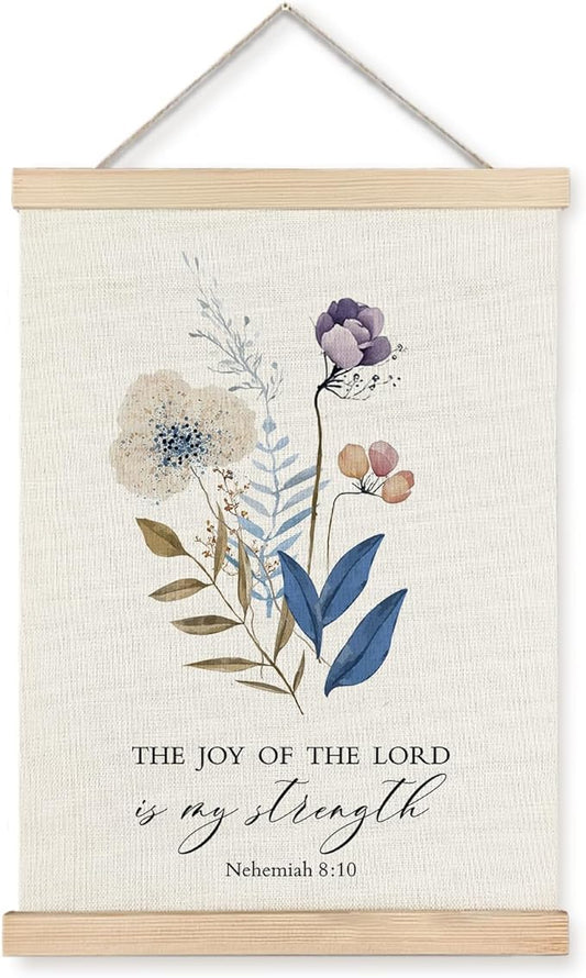 Supwhd Christian Wall Decor, the Joy of the Lord is My Strength Bible Verses Wall Decor, Scripture Wall Art for Bedroom Living Room Office 12x16